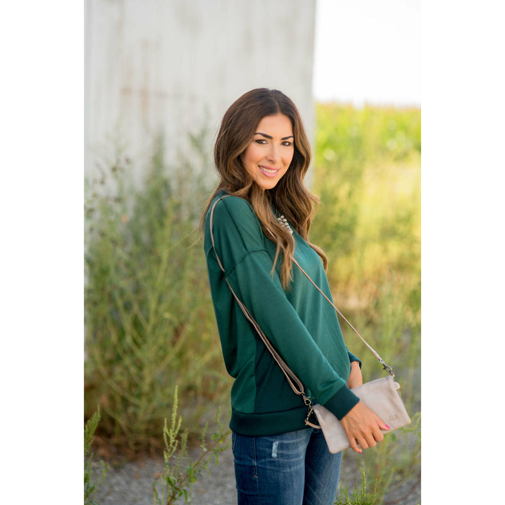 Raw Trimmed Stitched Sweatshirt - Betsey's Boutique Shop