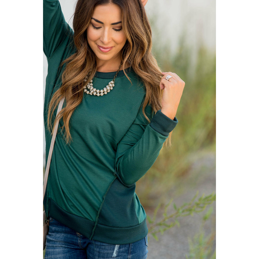 Raw Trimmed Stitched Sweatshirt - Betsey's Boutique Shop