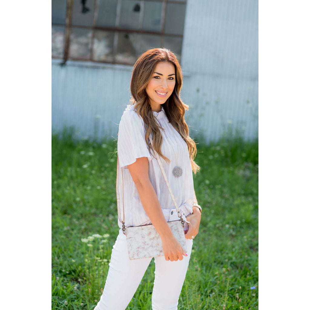 Vertical Striped Cinch Neck Blouse - Betsey's Boutique Shop