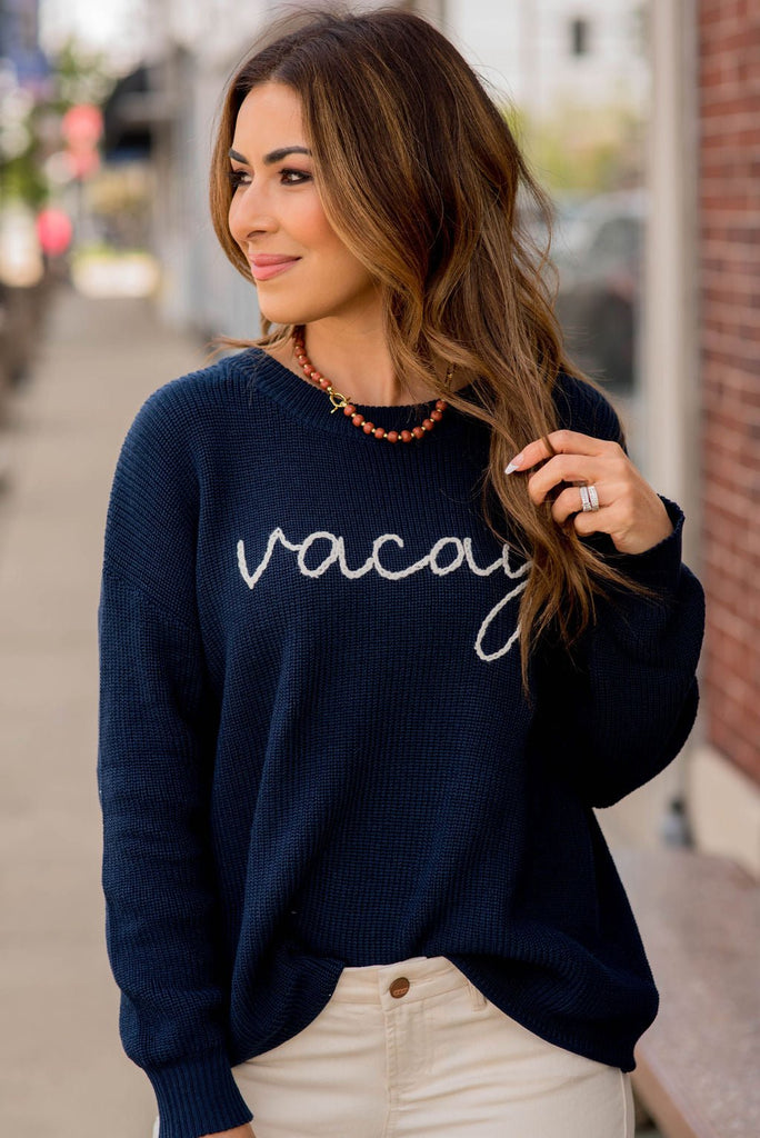 Vacay Stitched Sweater - Betsey's Boutique Shop -