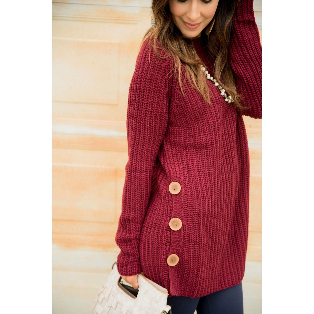 Side Button Sweater - Betsey's Boutique Shop - Outerwear