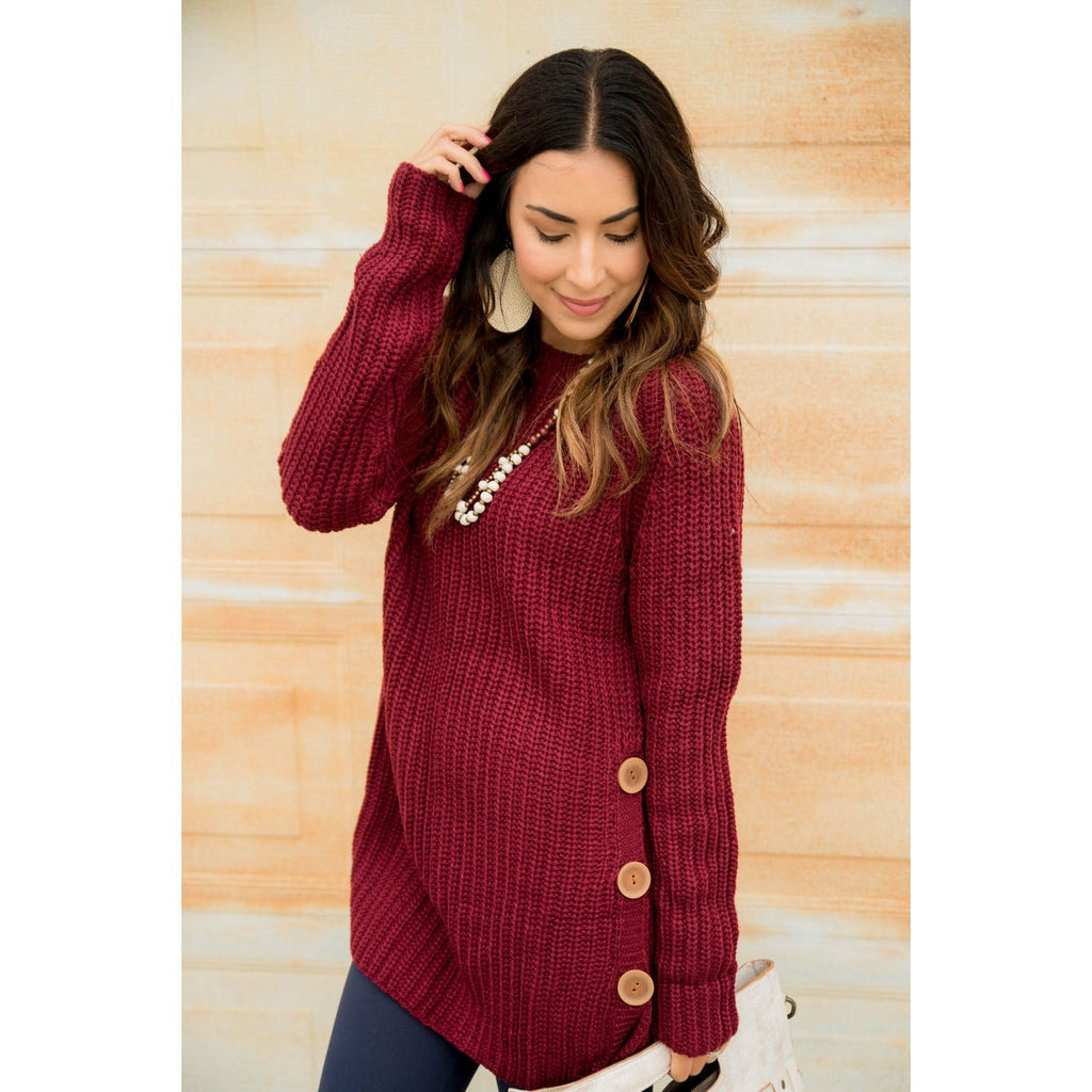 Side Button Sweater - Betsey's Boutique Shop - Outerwear