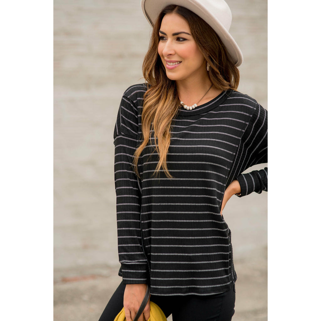 Dashing Double Micro Striped Tee - Betsey's Boutique Shop