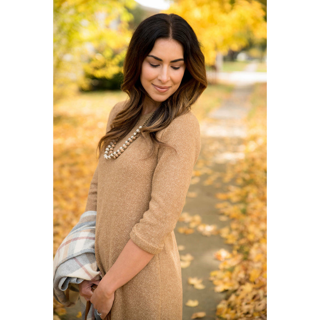 Camel Sweater Dress - Betsey's Boutique Shop