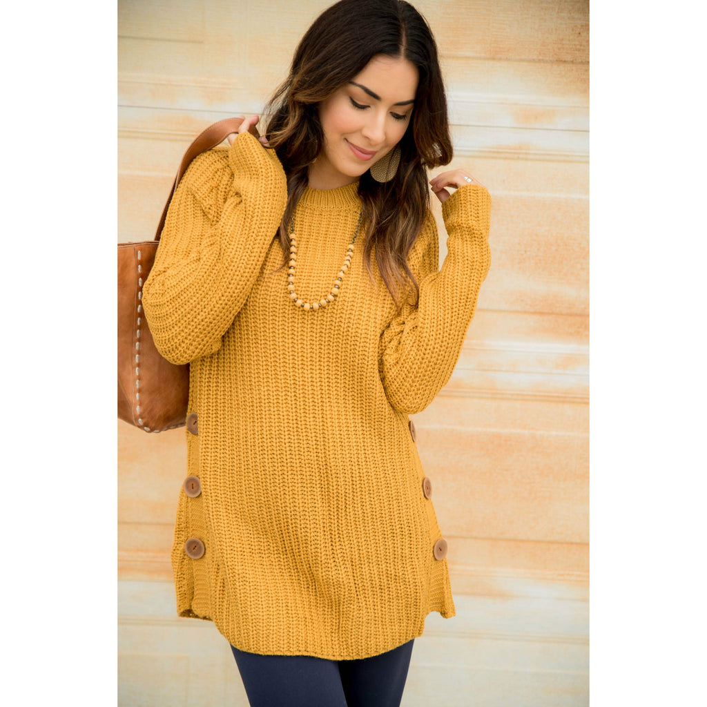 Side Button Sweater - Betsey's Boutique Shop - Outerwear