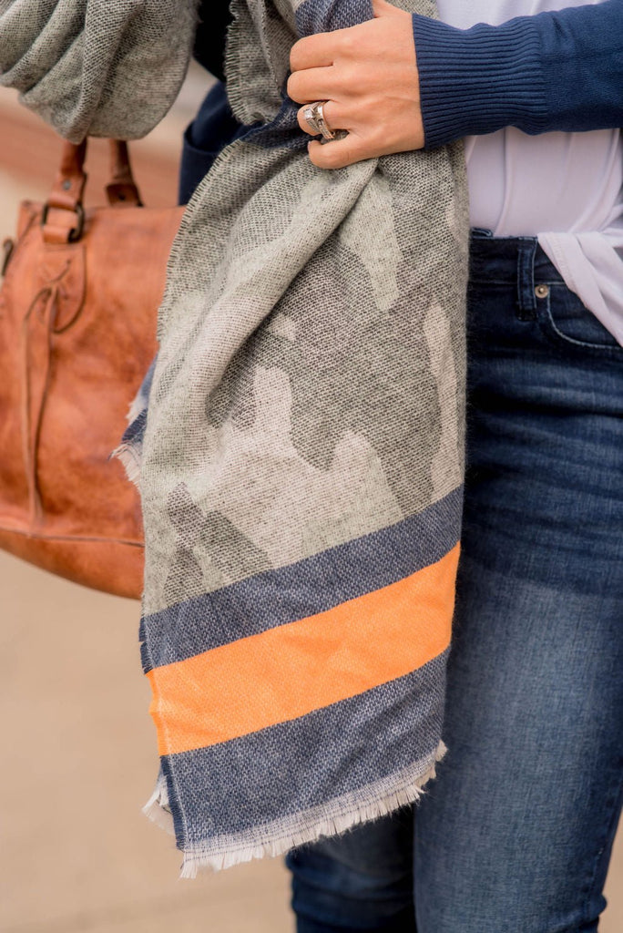 Snazzy Blocked Camo Blanket Scarf - Betsey's Boutique Shop