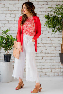 White pants clearance with fringe bottom