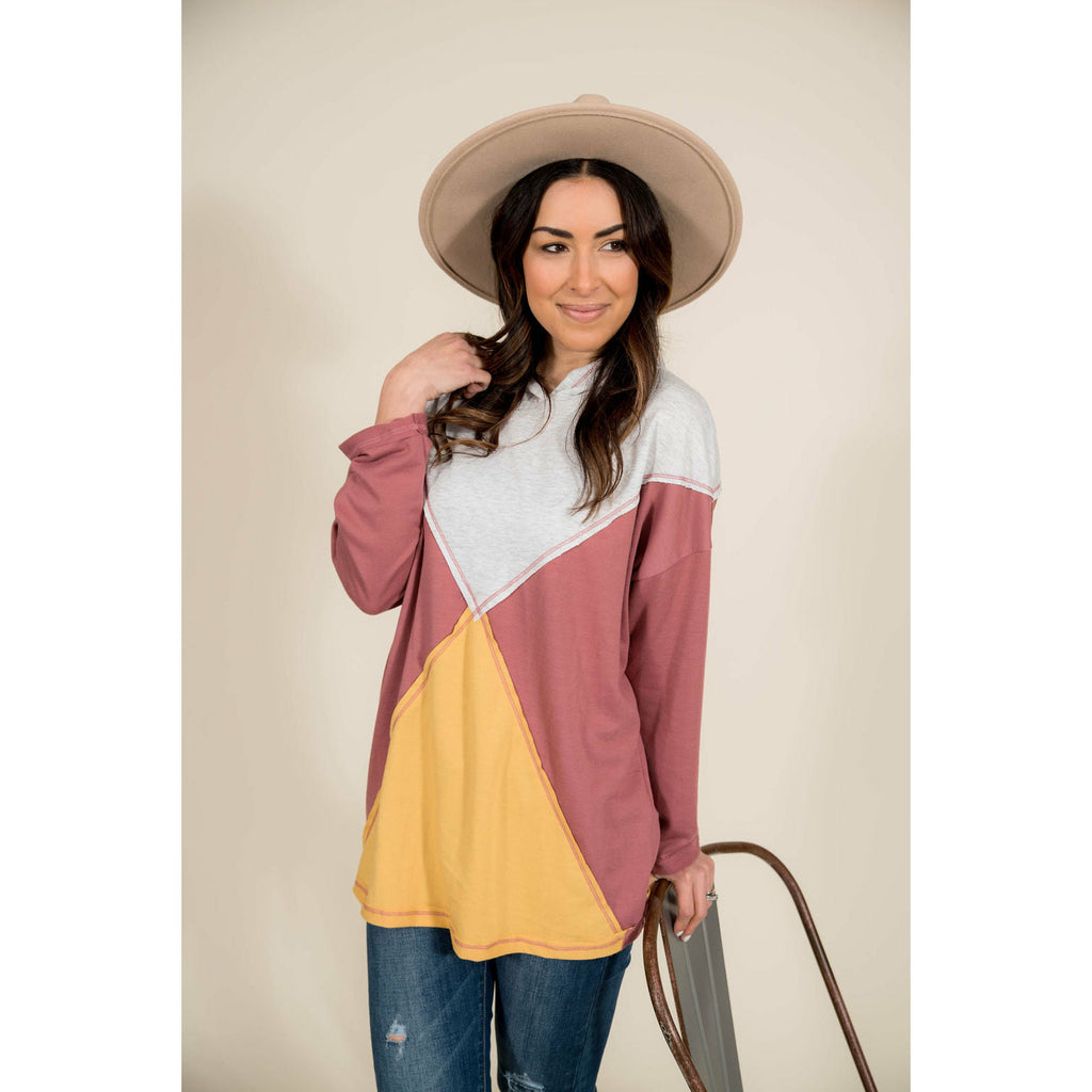 Raw Edge Stitch Hoodie - Betsey's Boutique Shop