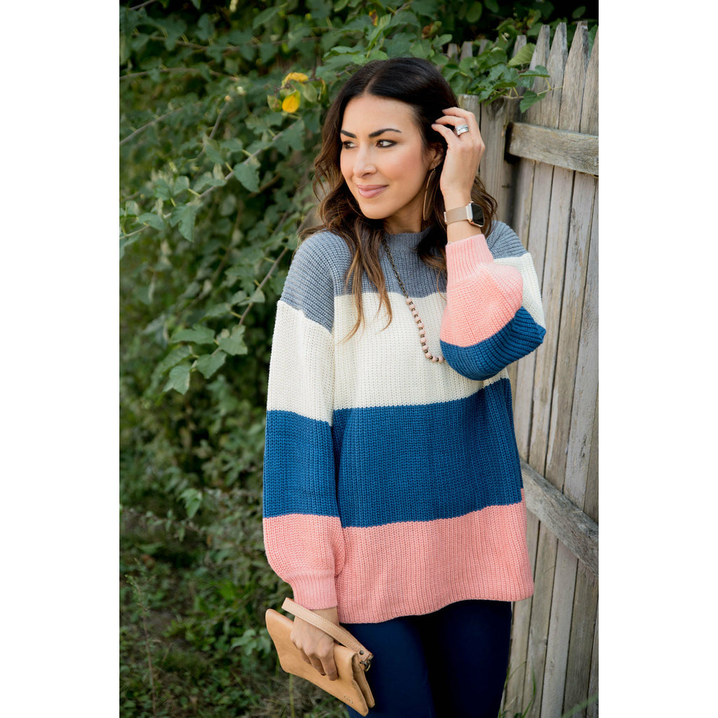 Color Blocked Sweater - Betsey's Boutique Shop - Outerwear