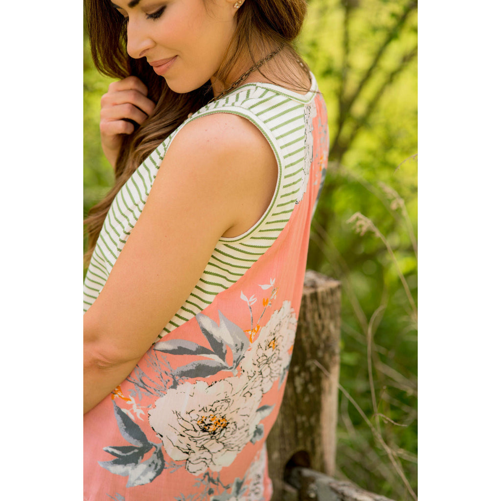 Peach Back Floral Tank - Betsey's Boutique Shop