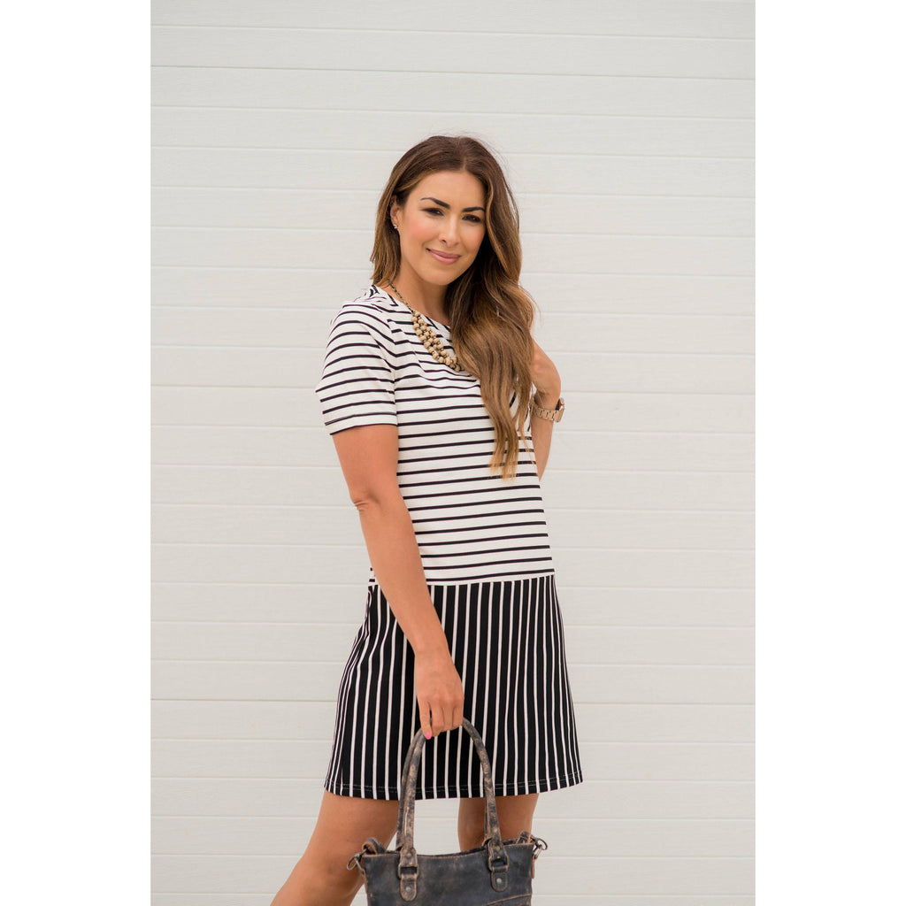 Back Bottom Multi Striped Pocket Dress - Betsey's Boutique Shop