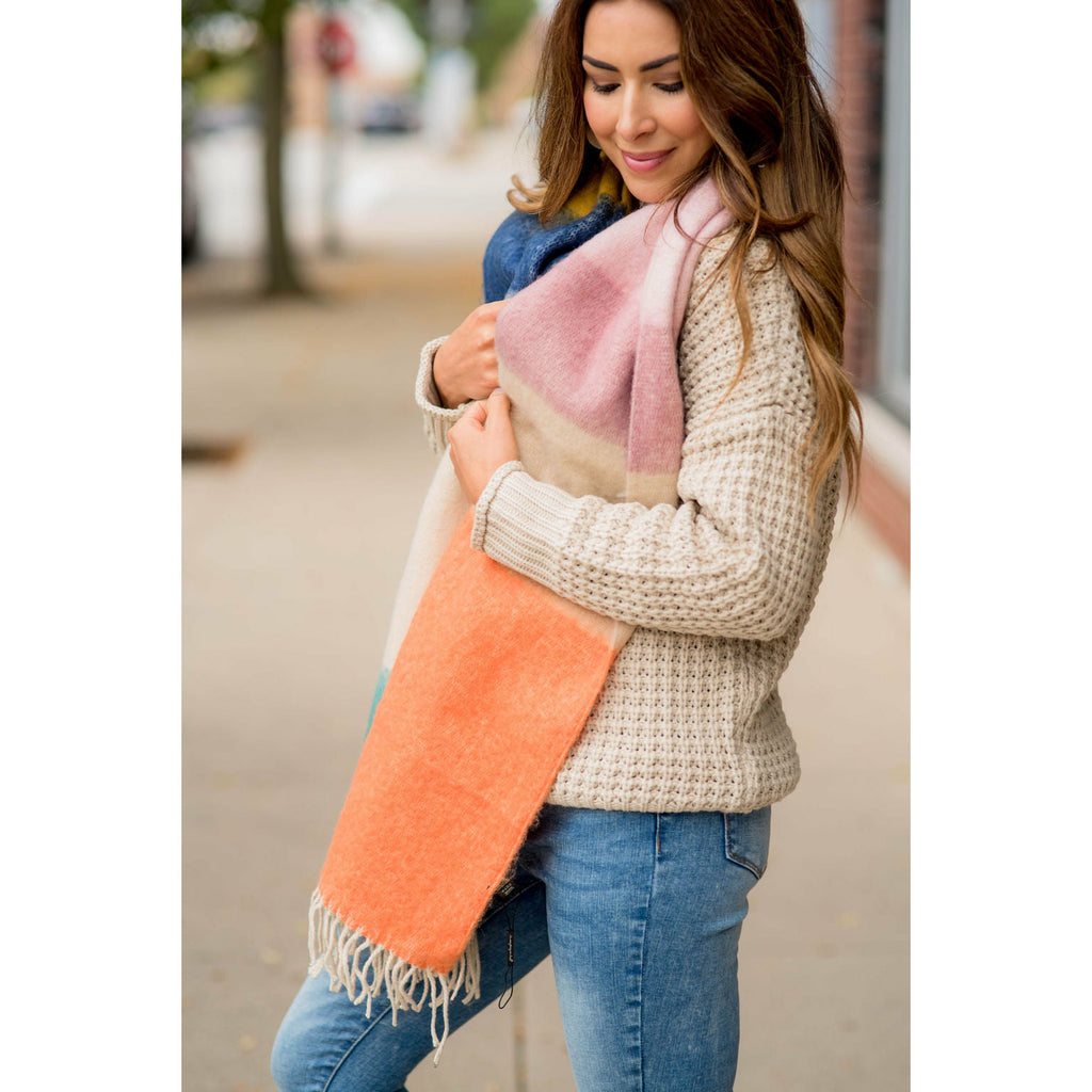 Vibrant Block Dipped Scarf - Betsey's Boutique Shop