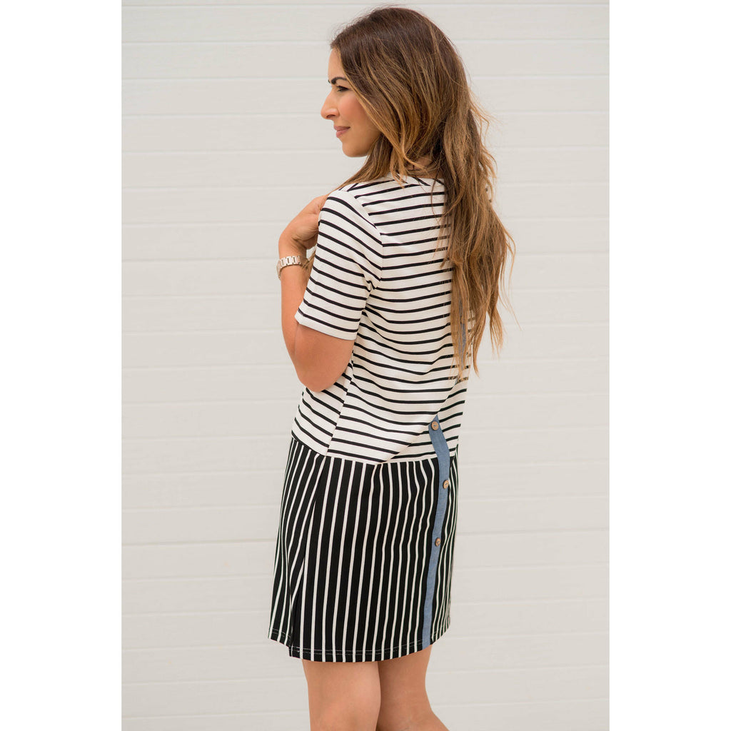 Back Bottom Multi Striped Pocket Dress - Betsey's Boutique Shop