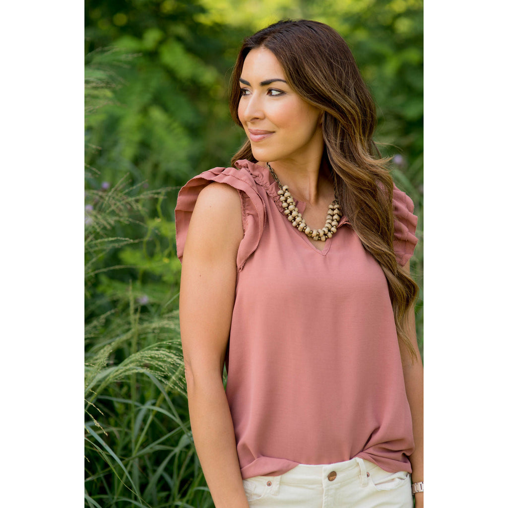 V-Neck Ruffle Tank - Betsey's Boutique Shop - Shirts & Tops