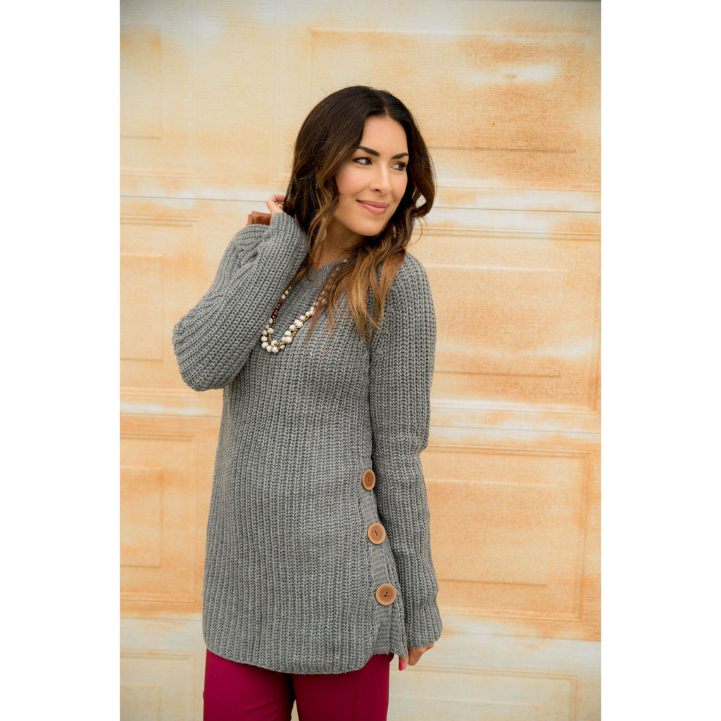 Side Button Sweater - Betsey's Boutique Shop - Outerwear