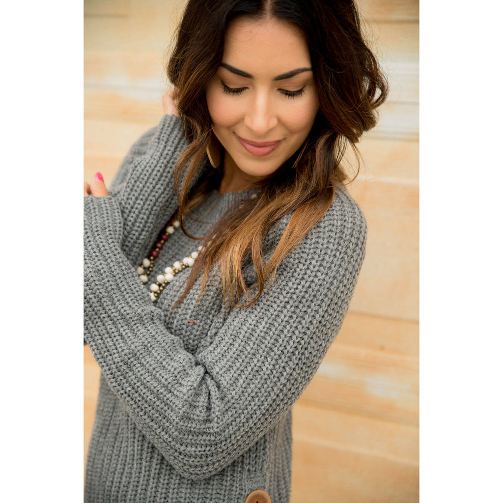 Side Button Sweater - Betsey's Boutique Shop - Outerwear