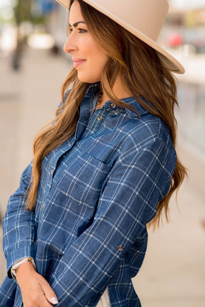 Plaid Denim Tunic - Betsey's Boutique Shop