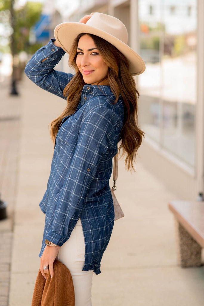 Plaid Denim Tunic - Betsey's Boutique Shop