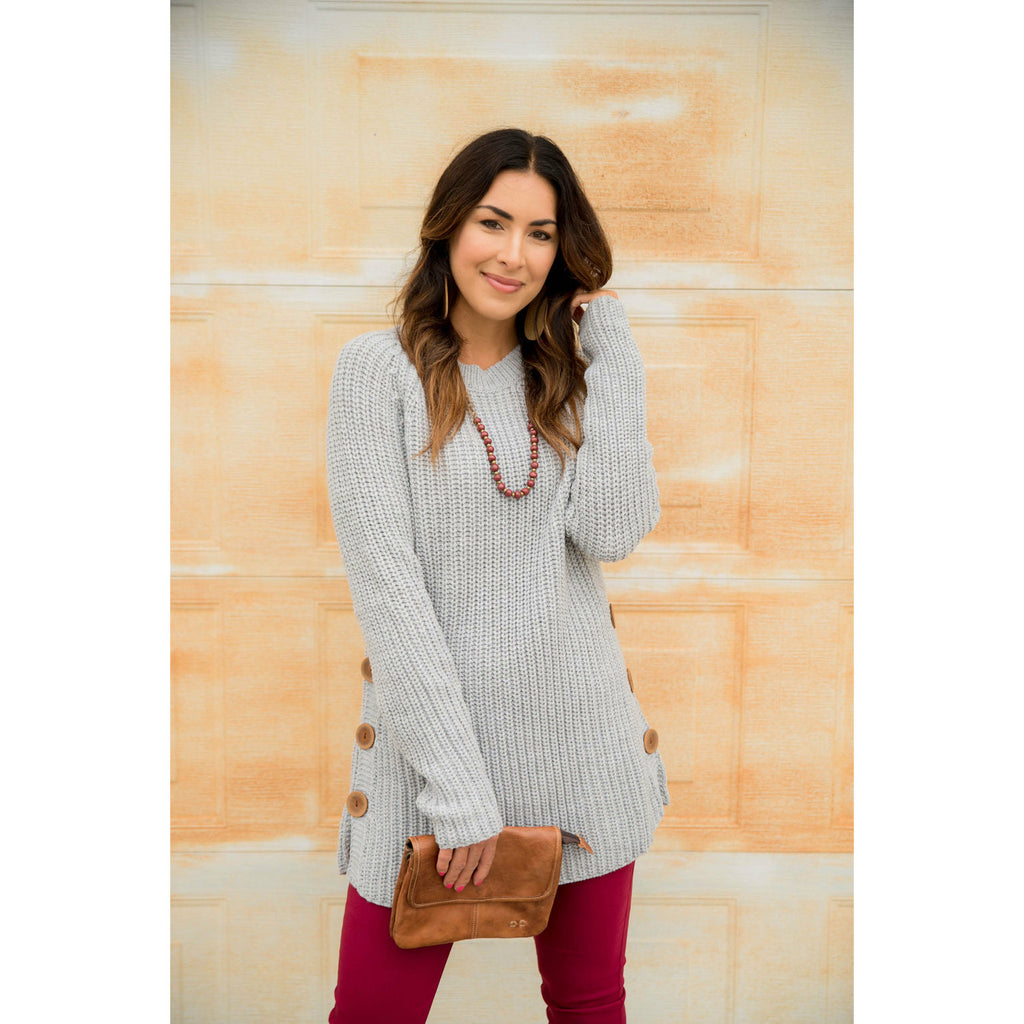 Side Button Sweater - Betsey's Boutique Shop - Outerwear