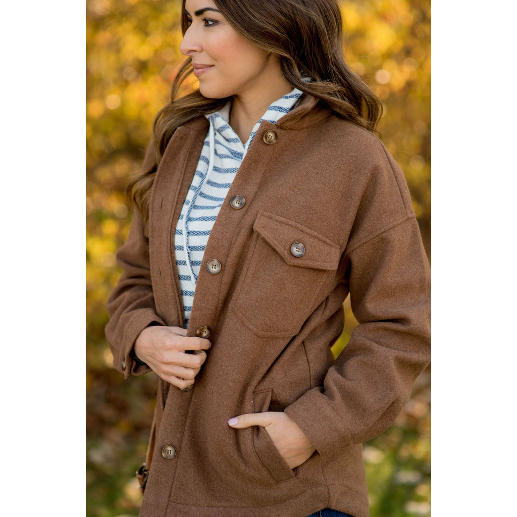 Pocketed Pea Coat - Betsey's Boutique Shop