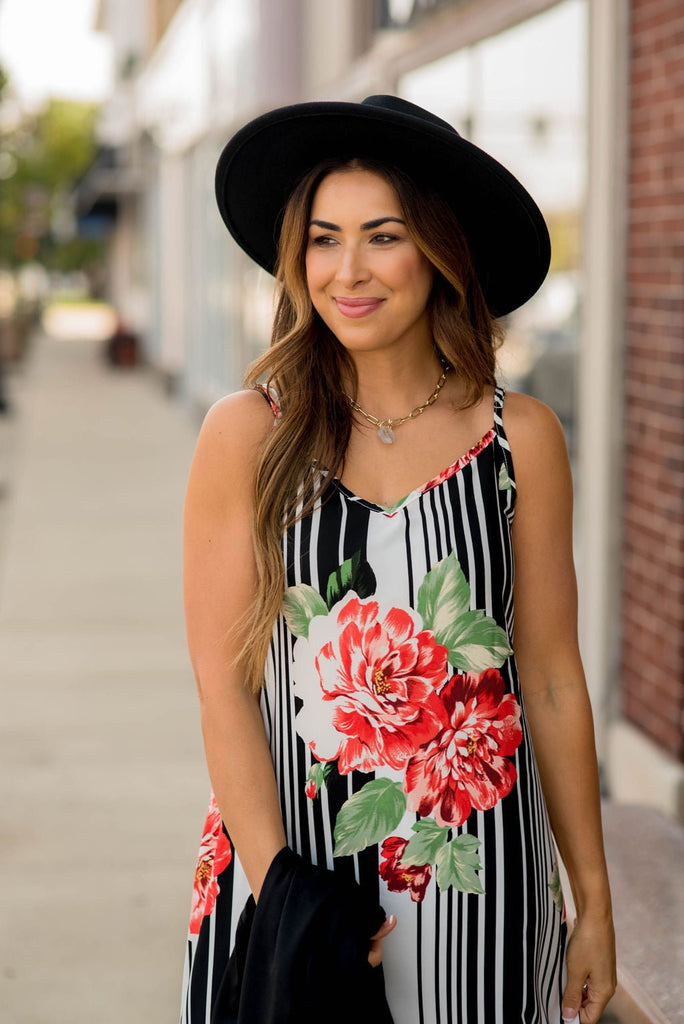 Floral Striped Tank Maxi - Betsey's Boutique Shop