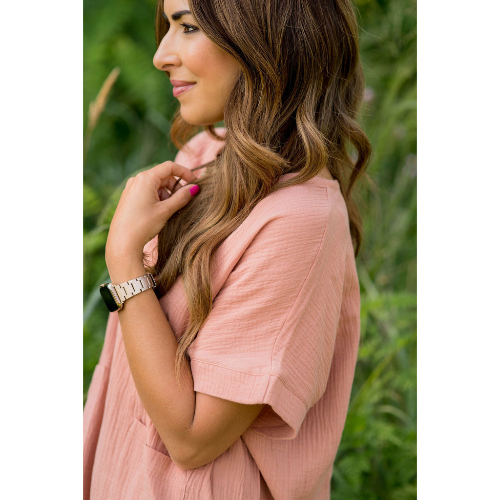 Relaxed Gauze Pocket Blouse - Betsey's Boutique Shop