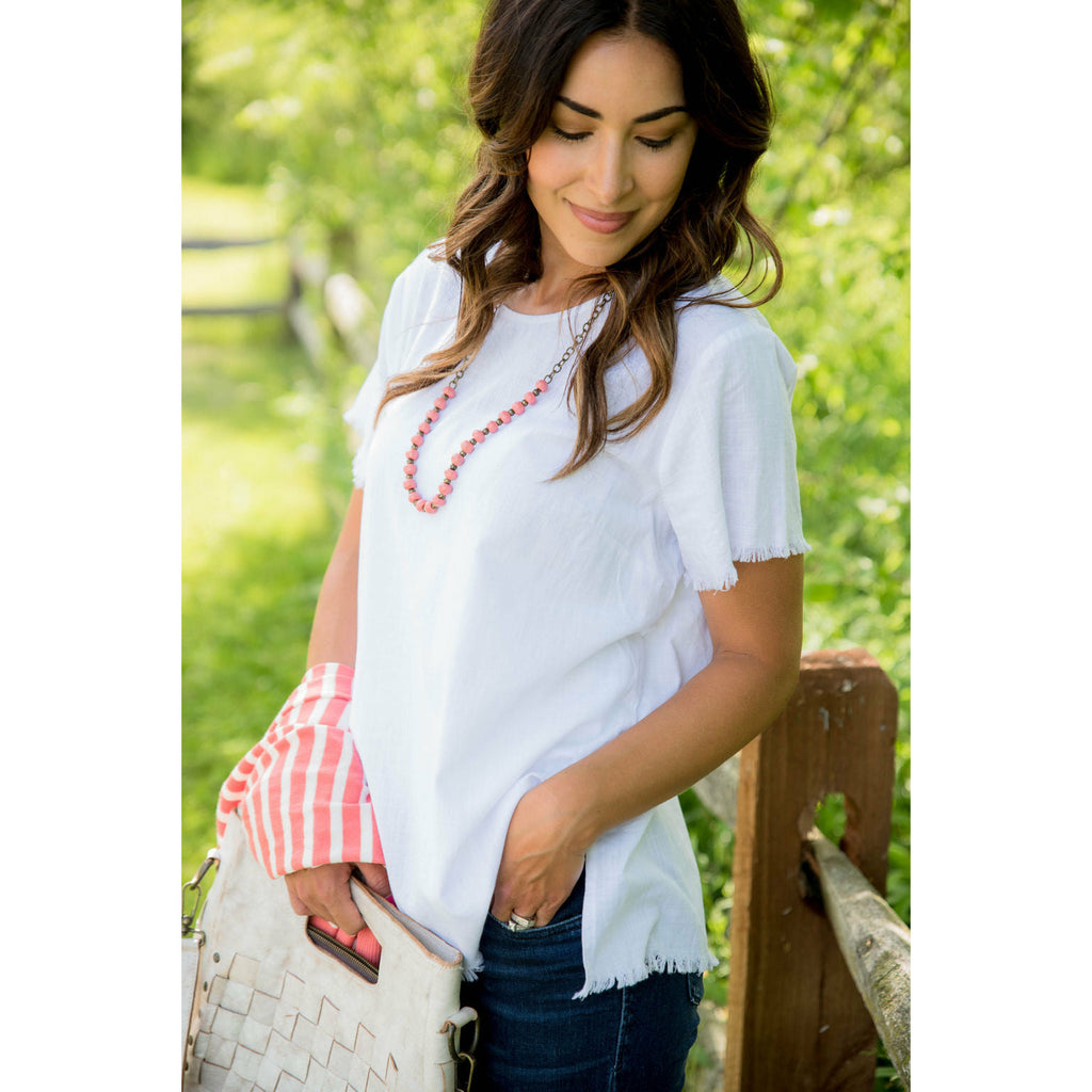 Fringe Trim Blouse - Betsey's Boutique Shop