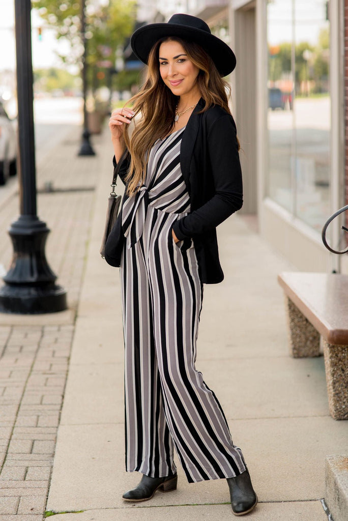 Vertical Striped Tank Jumpsuit - Betsey's Boutique Shop