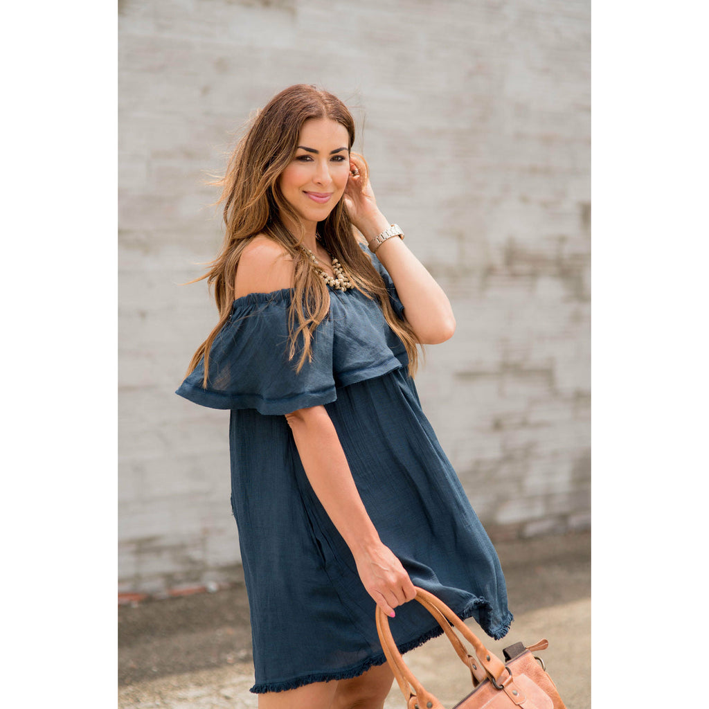 Off the Shoulder Tunic Dress - Betsey's Boutique Shop