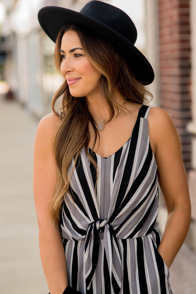 Vertical Striped Tank Jumpsuit - Betsey's Boutique Shop