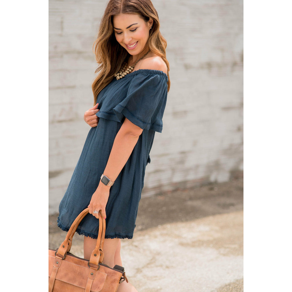 Off the Shoulder Tunic Dress - Betsey's Boutique Shop