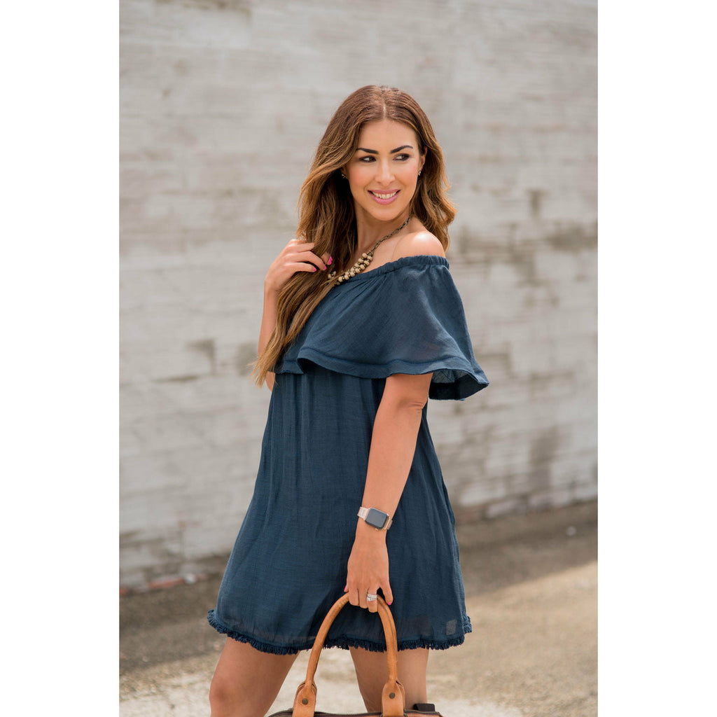 Off the Shoulder Tunic Dress - Betsey's Boutique Shop