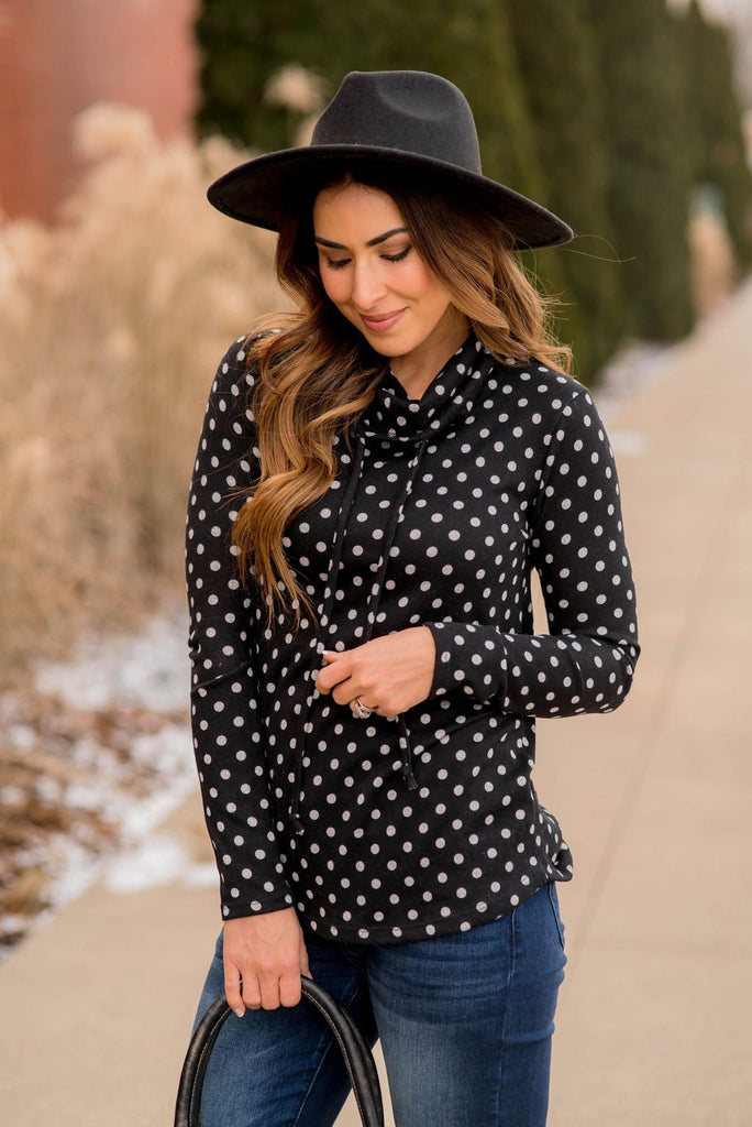 Polka Dot Cowl Neck - Betsey's Boutique Shop -