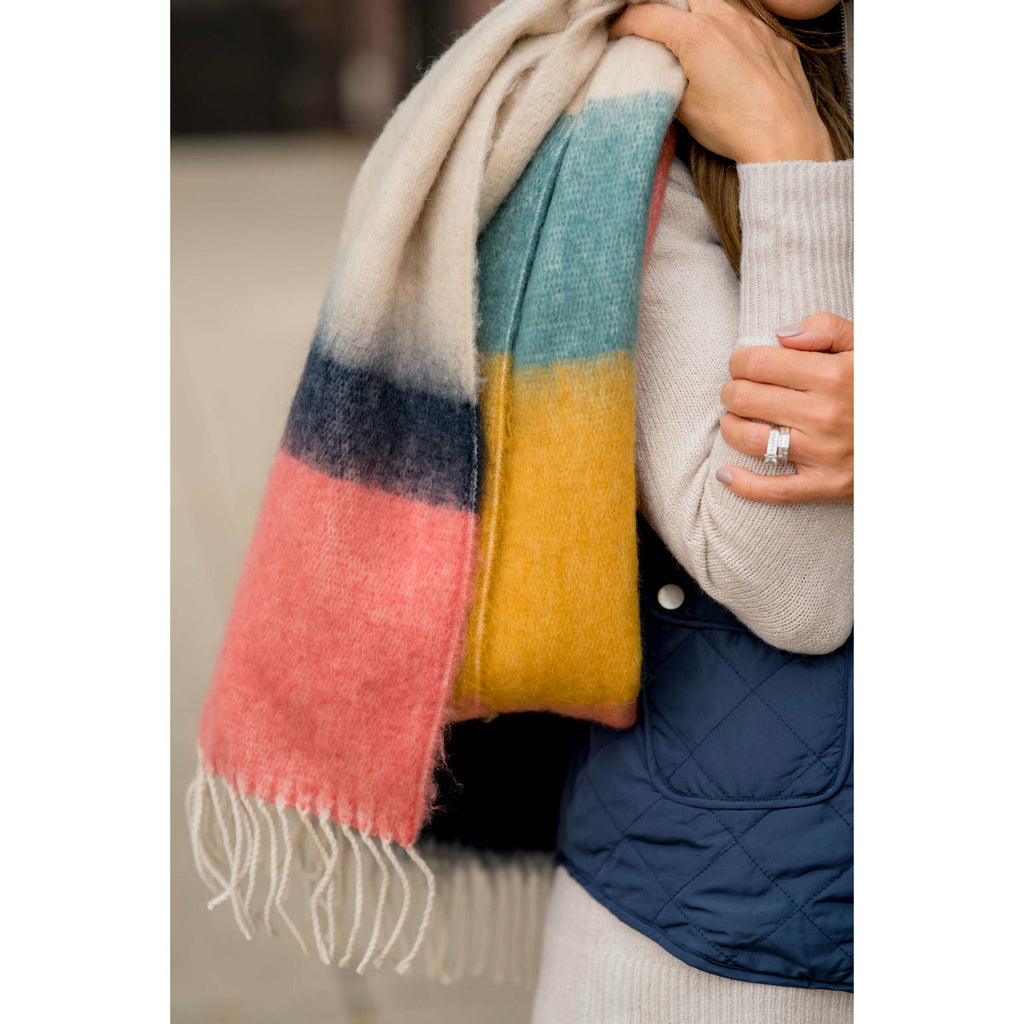 Vibrant Block Dipped Scarf - Betsey's Boutique Shop