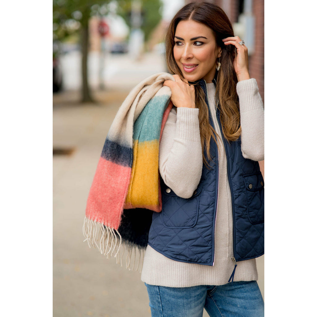 Vibrant Block Dipped Scarf - Betsey's Boutique Shop