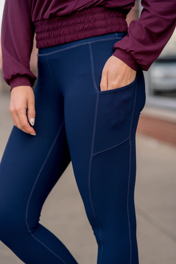 Ribbed Side Pocket Leggings - Betsey's Boutique Shop -