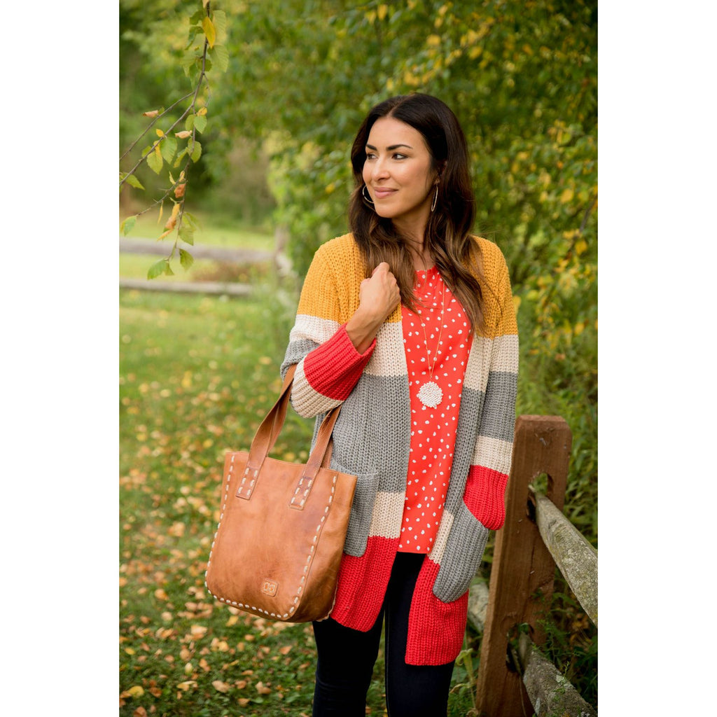 Multi Color Blocked Knit Cardigan - Betsey's Boutique Shop