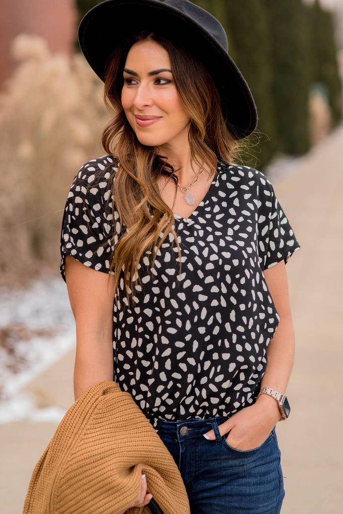 Casual Stone Printed Blouse - Betsey's Boutique Shop