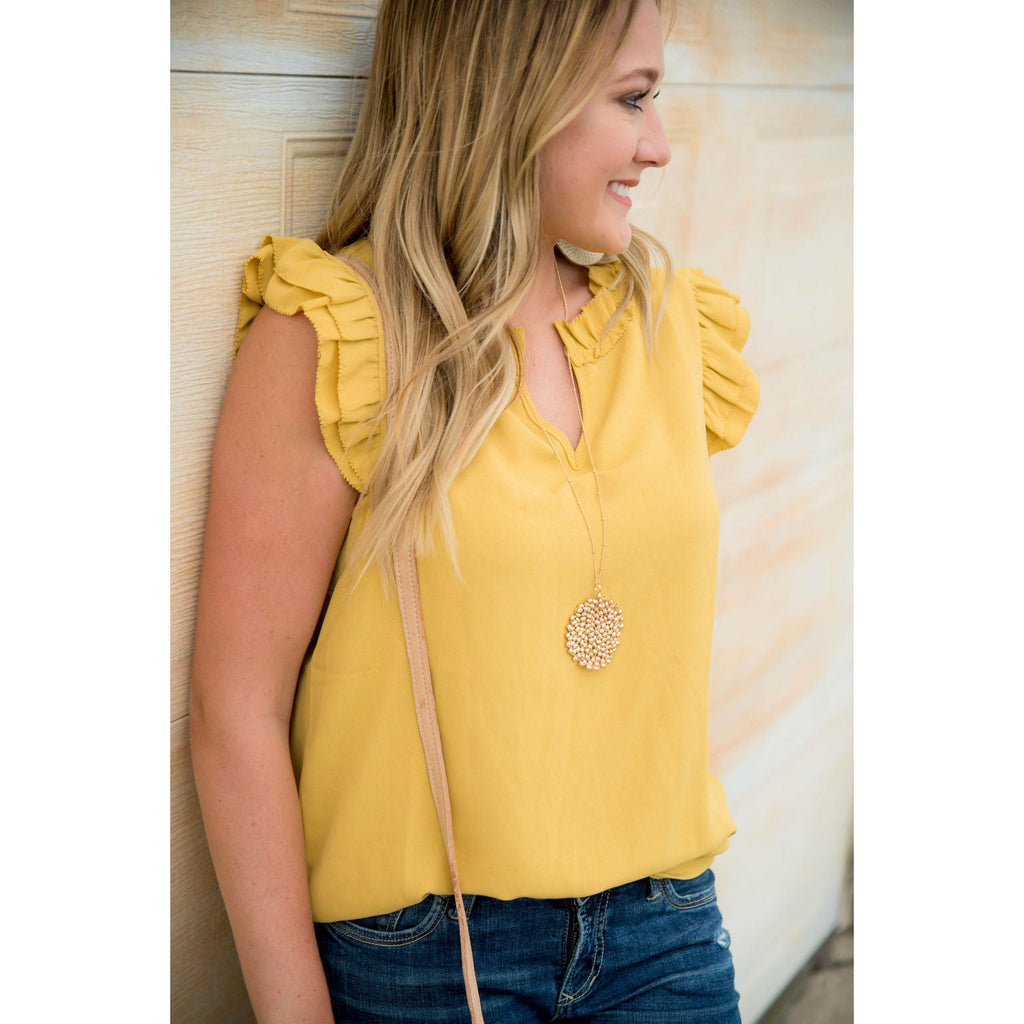 V-Neck Ruffle Tank - Betsey's Boutique Shop - Shirts & Tops