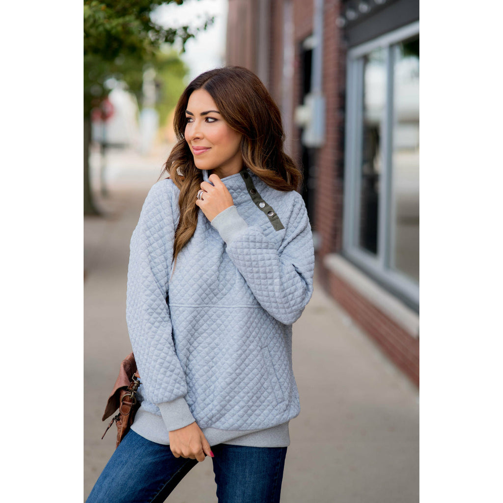 Cute & Casual Quilted Pullover - Betsey's Boutique Shop