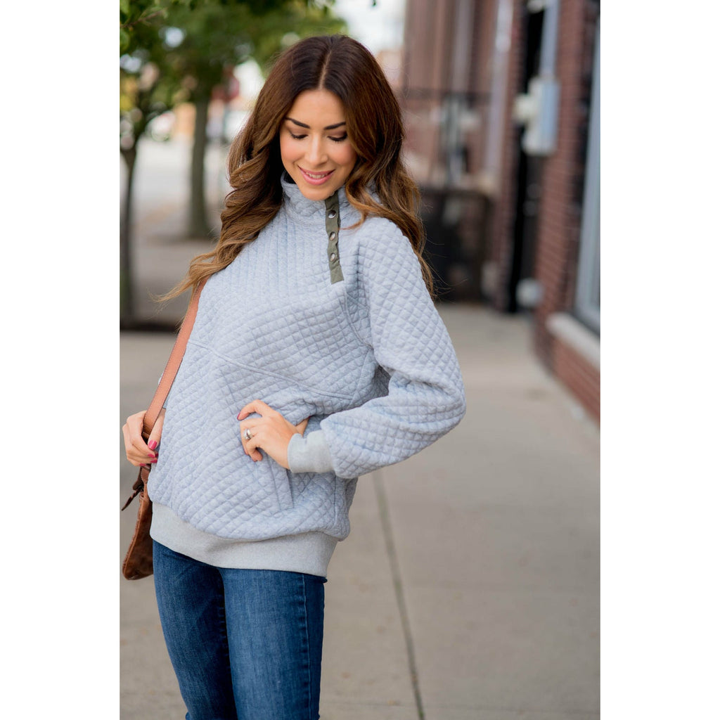 Cute & Casual Quilted Pullover - Betsey's Boutique Shop