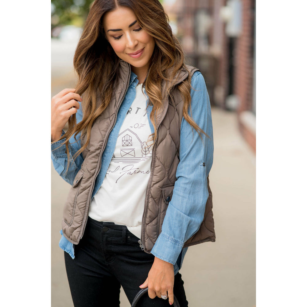 Betsey's Boutique Shop Textured Puffer Vest S / Oatmeal by Betsey's Boutique