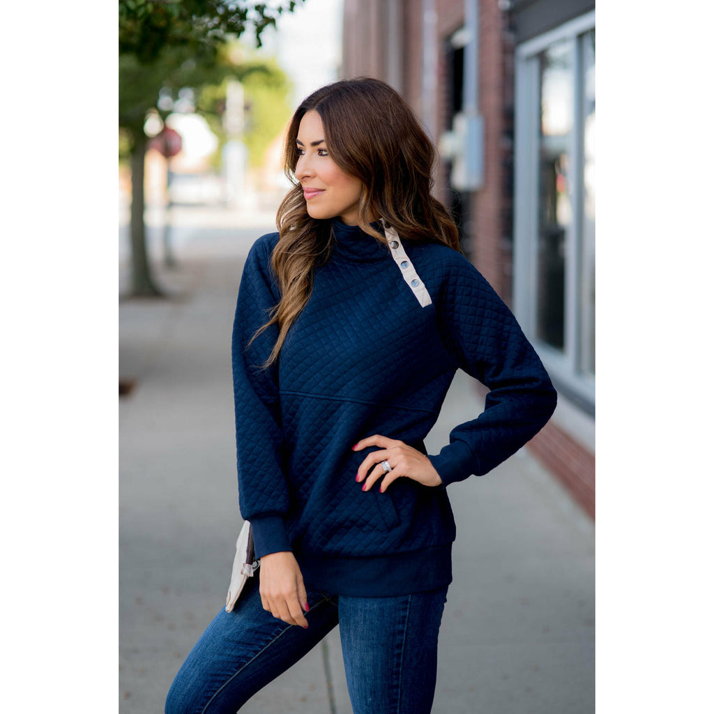 Cute & Casual Quilted Pullover - Betsey's Boutique Shop