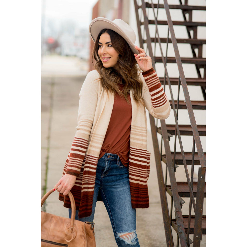 Striped Ombre Cardigan - Betsey's Boutique Shop