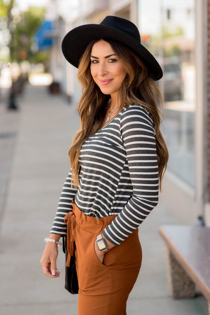 Thin Striped Long Sleeve Tee - Betsey's Boutique Shop - Shirts & Tops