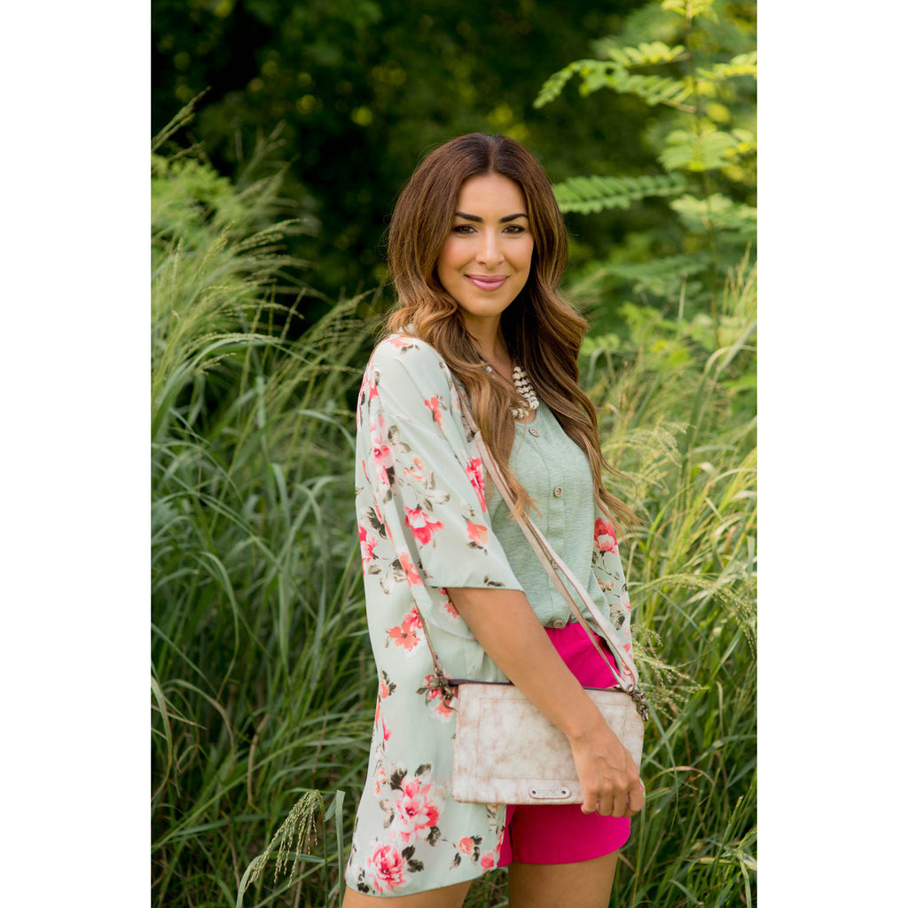 Sage Floral Kimono - Betsey's Boutique Shop