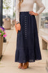 Ruched Button Accent Maxi Skirt