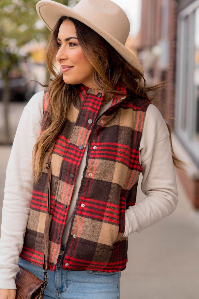 Color Pop Plaid Vest - Betsey's Boutique Shop