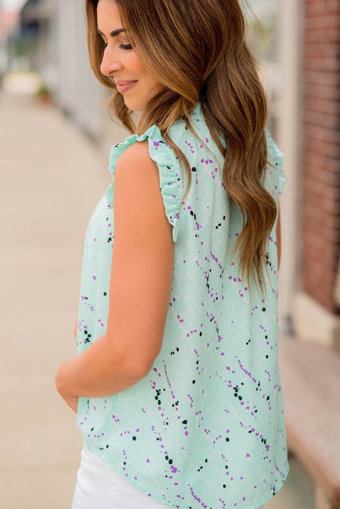 Spattered Cinched Trim Tank - Betsey's Boutique Shop -