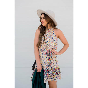 Multi Floral Tiered Tie Dress - Betsey's Boutique Shop